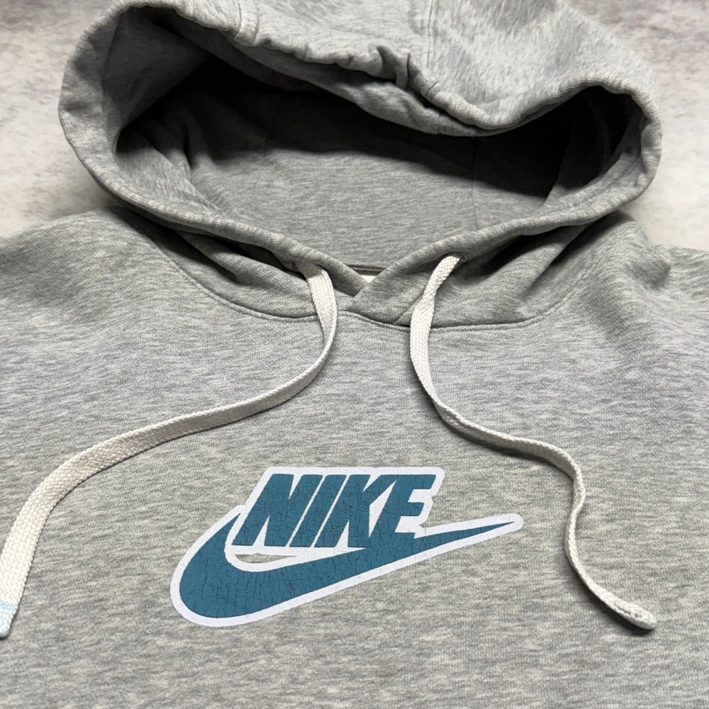 Nike Just Do It Graphic Pullover Mens Large Gray Hoodie Y2K Skater Streetwear - Picture 2 of 10